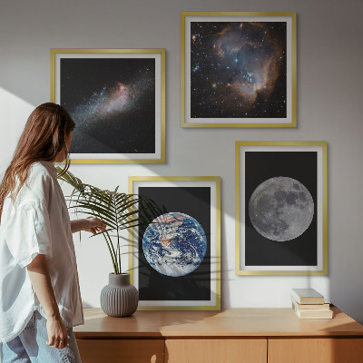 Compoziție de tablouri pentru perete Galaxie Spațiu Lună
