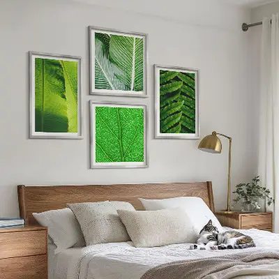 Set tablouri gata de agățat cu prim-plan de frunze tropicale
