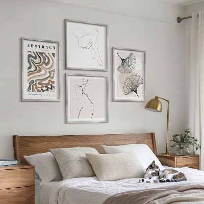 Set tablouri gata de agățat Forme abstracte de frunze boho