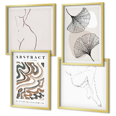 Set tablouri gata de agățat Forme abstracte de frunze boho