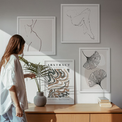 Set tablouri gata de agățat Forme abstracte de frunze boho