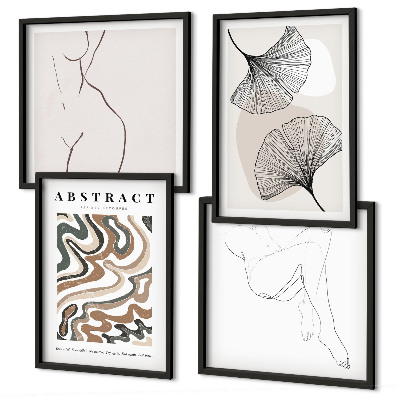 Set tablouri gata de agățat Forme abstracte de frunze boho