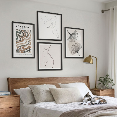 Set tablouri gata de agățat Forme abstracte de frunze boho