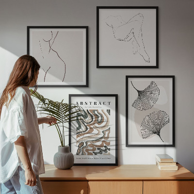 Set tablouri gata de agățat Forme abstracte de frunze boho