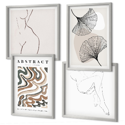 Set tablouri gata de agățat Forme abstracte de frunze boho