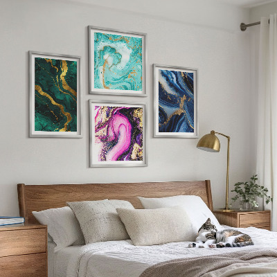 Compoziție de tablouri pentru perete Modele abstracte de roz, verde, albastru
