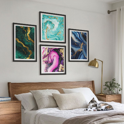 Compoziție de tablouri pentru perete Modele abstracte de roz, verde, albastru