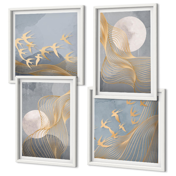 Set tablouri gata de agățat Cercuri abstracte gri