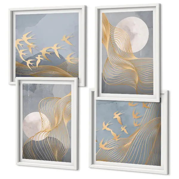 Set tablouri Cercuri abstracte gri gata de agățat