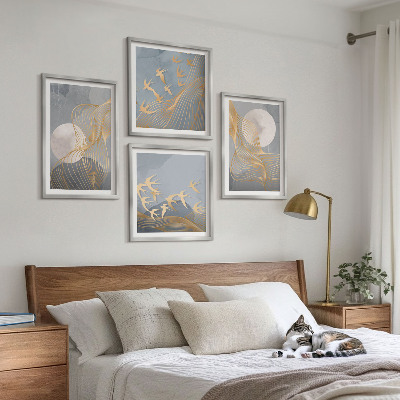 Set tablouri gata de agățat Cercuri abstracte gri