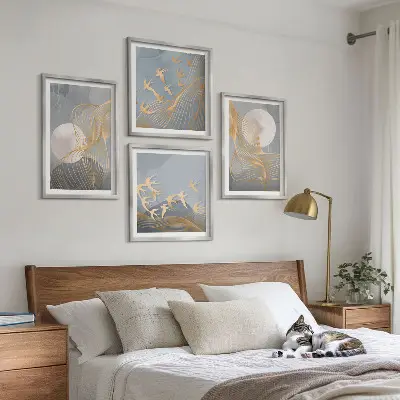 Set tablouri Cercuri abstracte gri gata de agățat