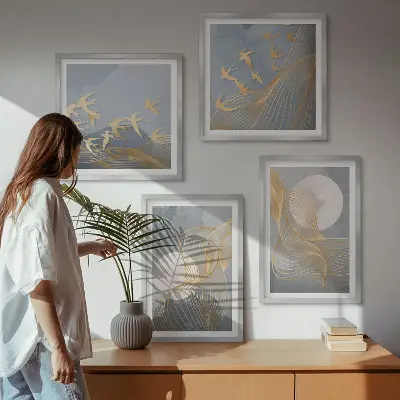 Set tablouri Cercuri abstracte gri gata de agățat