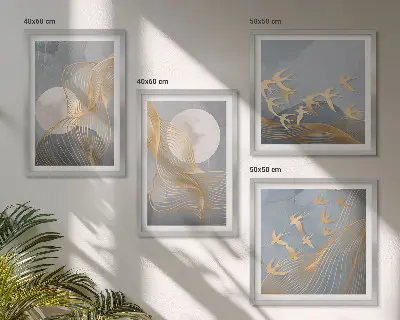 Set tablouri Cercuri abstracte gri gata de agățat