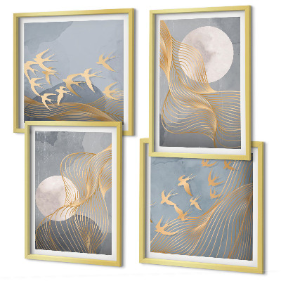 Set tablouri gata de agățat Cercuri abstracte gri