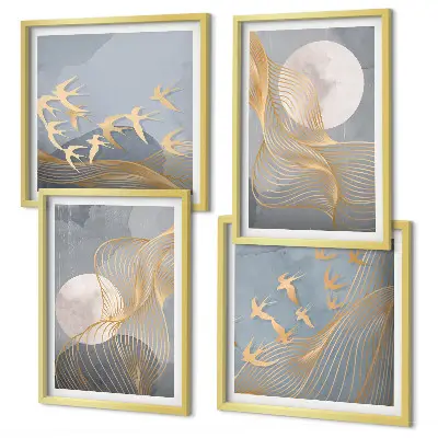 Set tablouri Cercuri abstracte gri gata de agățat