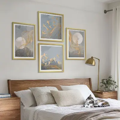Set tablouri Cercuri abstracte gri gata de agățat