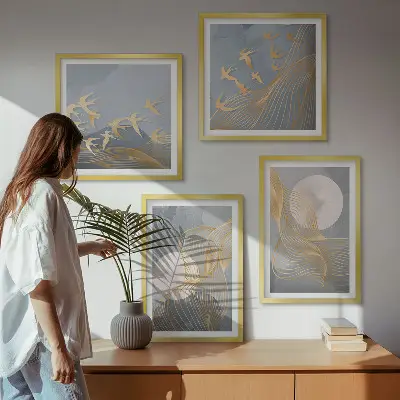 Set tablouri Cercuri abstracte gri gata de agățat