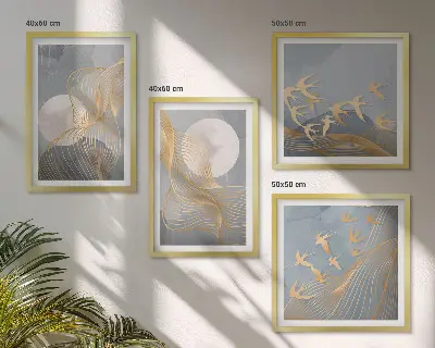 Set tablouri Cercuri abstracte gri gata de agățat