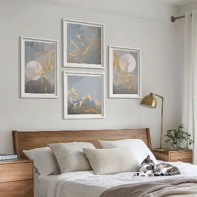 Set tablouri Cercuri abstracte gri gata de agățat