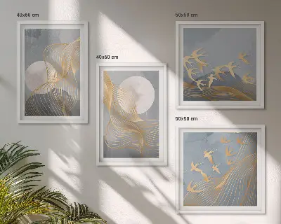 Set tablouri Cercuri abstracte gri gata de agățat