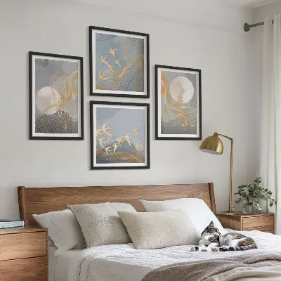 Set tablouri Cercuri abstracte gri gata de agățat