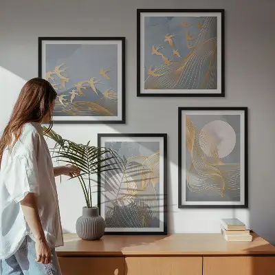 Set tablouri Cercuri abstracte gri gata de agățat