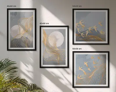 Set tablouri Cercuri abstracte gri gata de agățat