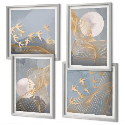 Set tablouri gata de agățat Cercuri abstracte gri