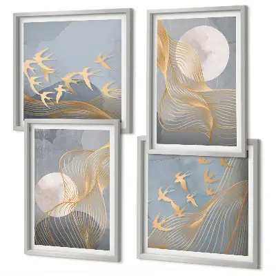 Set tablouri Cercuri abstracte gri gata de agățat