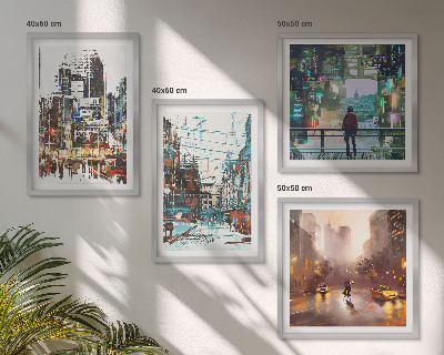 Set tablouri gata de agățat Orașe moderne și colorate cu personaje
