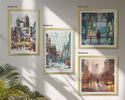 Set tablouri gata de agățat Orașe moderne și colorate cu personaje