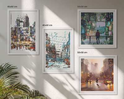 Set tablouri gata de agățat Orașe moderne și colorate cu personaje