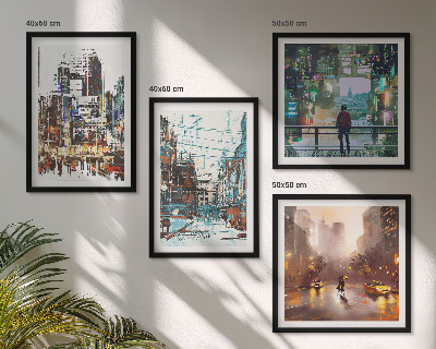 Set tablouri gata de agățat Orașe moderne și colorate cu personaje