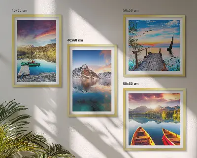Set tablouri gata de agățat peisaj montan cu lacuri și munți