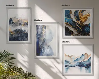 Set de tablouri Peisaje montane albastre gata de agățat