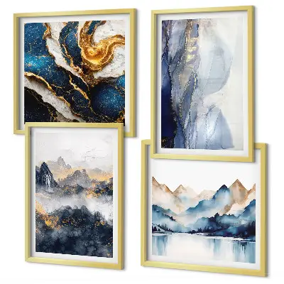 Set de tablouri Peisaje montane albastre gata de agățat