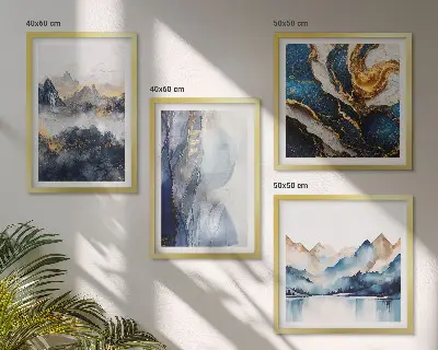 Set de tablouri Peisaje montane albastre gata de agățat