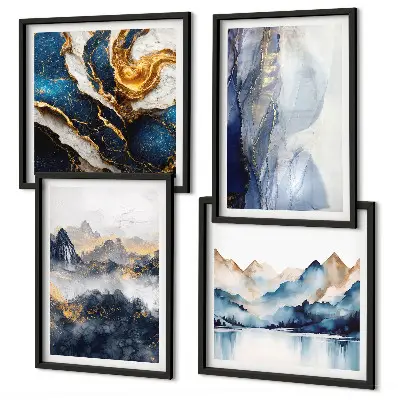 Set de tablouri Peisaje montane albastre gata de agățat