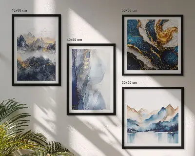 Set de tablouri Peisaje montane albastre gata de agățat