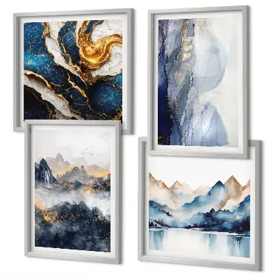 Set de tablouri Peisaje montane albastre gata de agățat