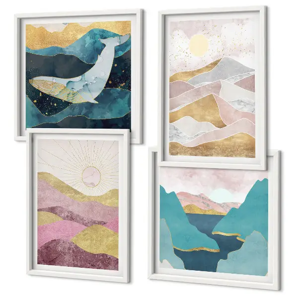 Set de tablouri abstracte Soarele munților gata de agățat