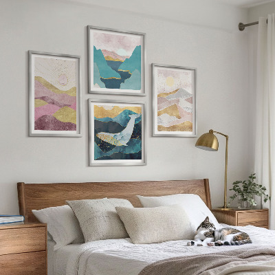 Set tablouri gata de agățat Soarele munților abstracte