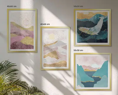Set de tablouri abstracte Soarele munților gata de agățat