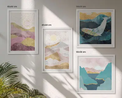 Set de tablouri abstracte Soarele munților gata de agățat