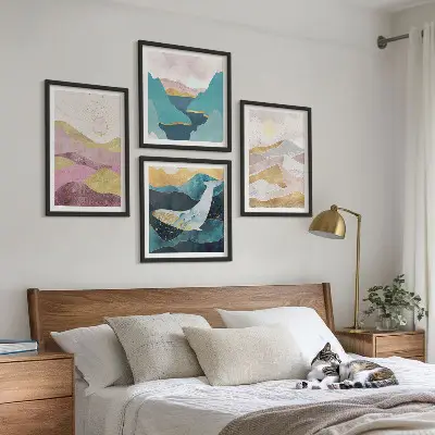 Set de tablouri abstracte Soarele munților gata de agățat