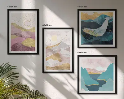Set de tablouri abstracte Soarele munților gata de agățat