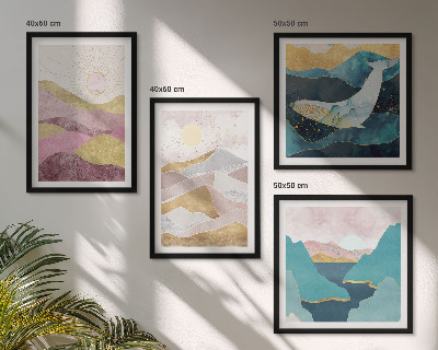 Set tablouri gata de agățat Soarele munților abstracte
