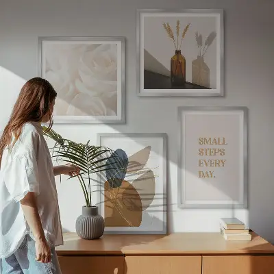 Set de tablouri abstracte cu accente geometrice gata de agățat