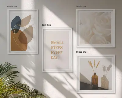 Set de tablouri abstracte cu accente geometrice gata de agățat