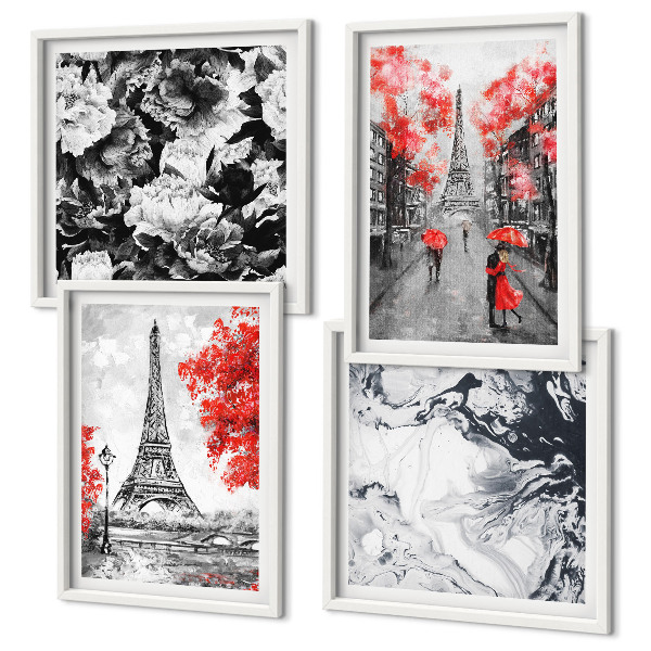 Compoziție de tablouri pentru perete Picturi gri pe Turnul Eiffel